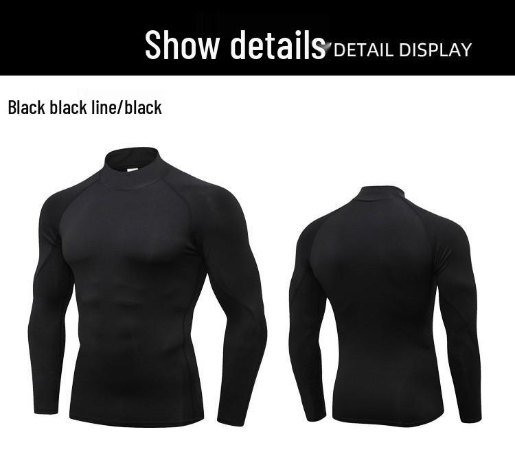Men's High Neck Long Sleeve Quick-Dry Sports Bodysuit for Football & Basketball Training
