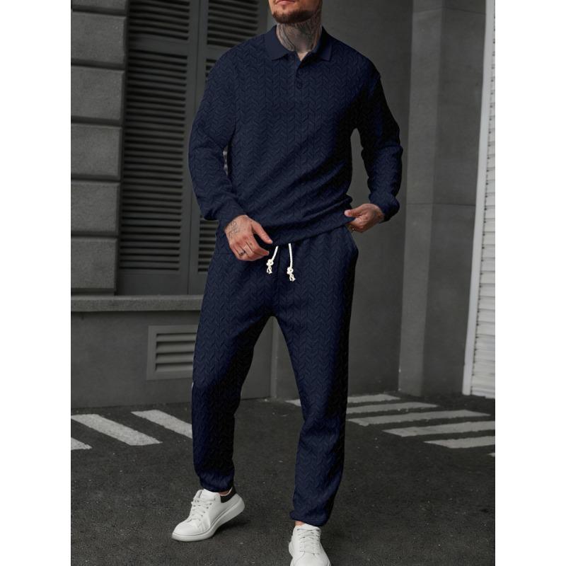 Frühlings- und Herbst-Herren-POLO-Shirt Weizenähren-Textur Herren Langarm Sport-Polo-Shirt Hosenanzug