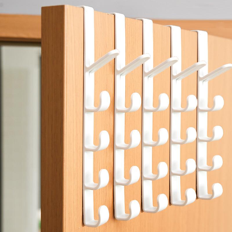 

5 шт. Багатофункціональний п ятисегментний гачок Портативний гачок для пальто Гачок для дверей Гачок для рушників Безшовні безшовні крючки Тримач для ковпачків Сумки Oganizer білий