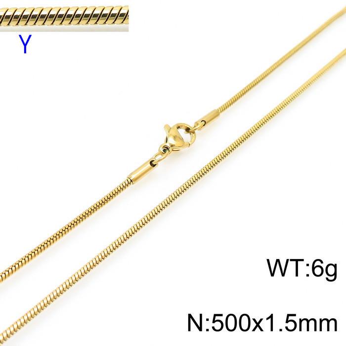 Stainless Steel Unisex Necklace - Titanium Steel DIY Chain with Round Snake Bone Design