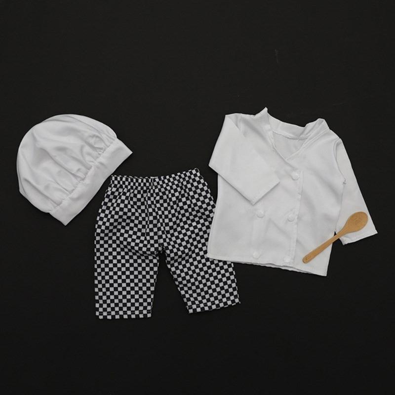 3pcs Photography Props Costume for Baby Boys Girl Newborn Chefs Outfit Photo Wear Infant Cosplay Party Props Photo Outfit