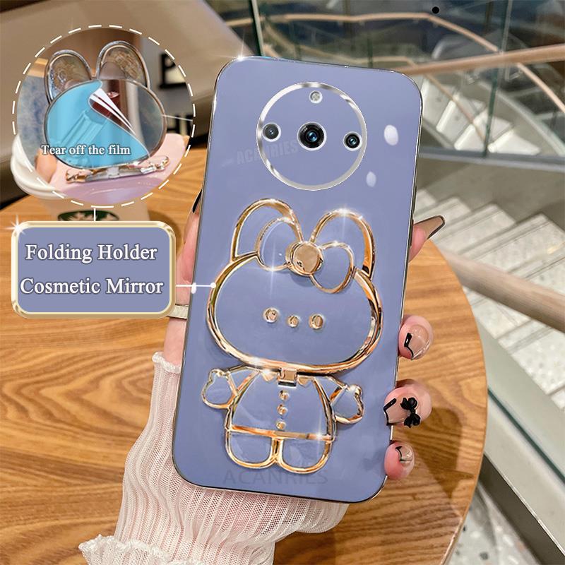 Realme11pro Luxury Plating Mirror Holder Case For Oppo Realme 11 Pro Plus 11pro 9 8 10 4g 5g 9i 8i Gt Neo 5 Silicone Stand Cover