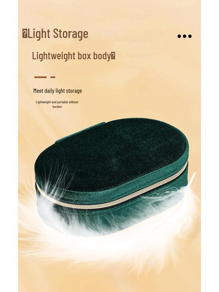 Oval sammetsförvaringslåda för smycken - Bärbar presentförpackning för ringar och halsband