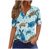 Summer Fashion 2026 New Women's Clothing 3D Butterfly Print V-Neck Three-Button Short Sleeve T-Shirt