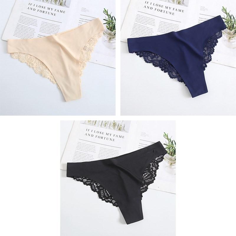 3 Stück Damen Sexy Dessous Slips Spitze Übergröße Slips Niedrige Taille Unterhosen Intimbekleidung Nahtlose Slips Seidenhöschen Damen Tangas