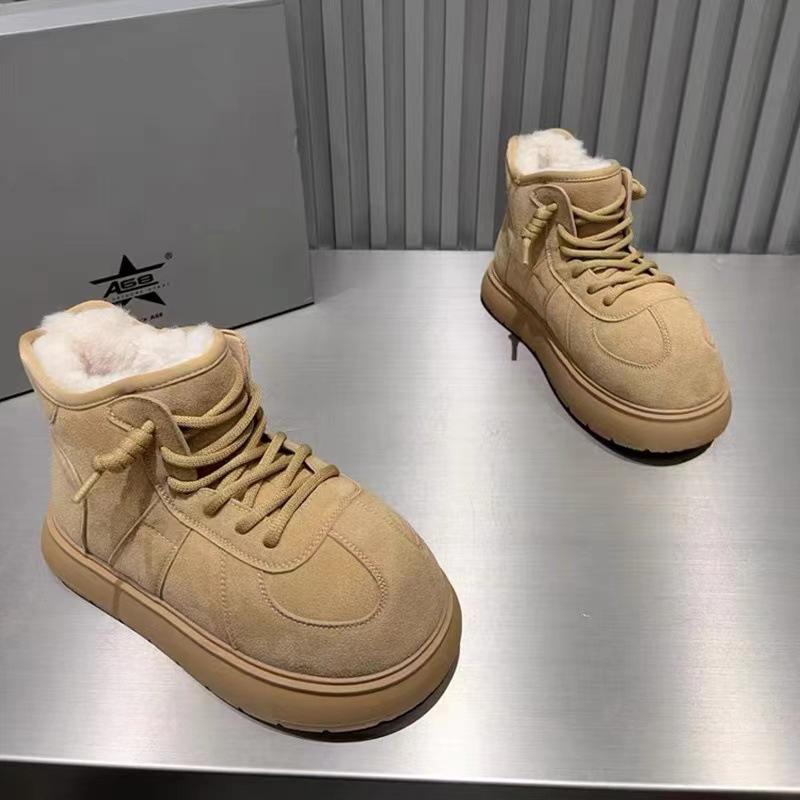 

Kapibara big head snow boots women s 2025 new winter short tube piled thickened waterproof and non-slip leather cotton shoes 35 светло-желтого