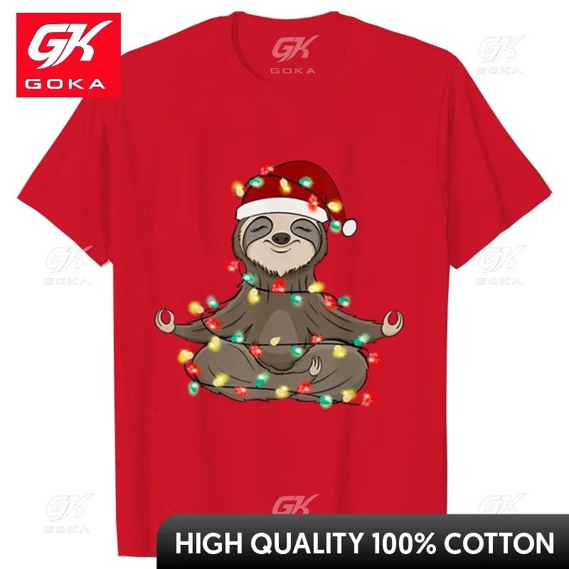 Fashion Sloth TShirt Short Sleeve Tees Yk Shirts for Unisex Funny Xmas Christmas Lights T Shirts Male Clothes Casual Streetwear