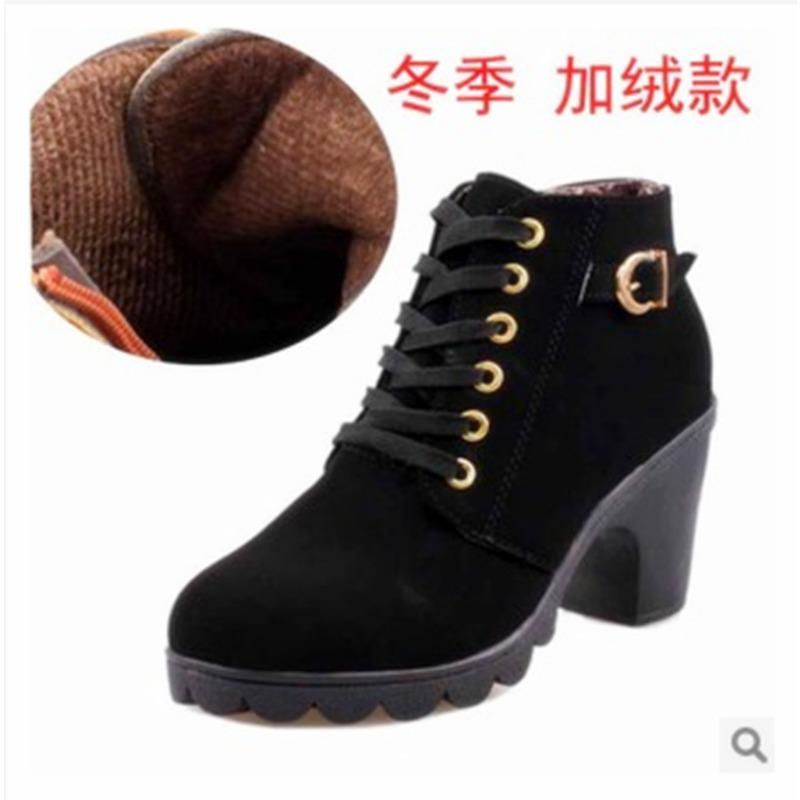 

Осень и зима высокий каблук толстый каблук женские ботинки маффин толстая подошва ботинки Мартин большой размер женские короткие ботинки 41