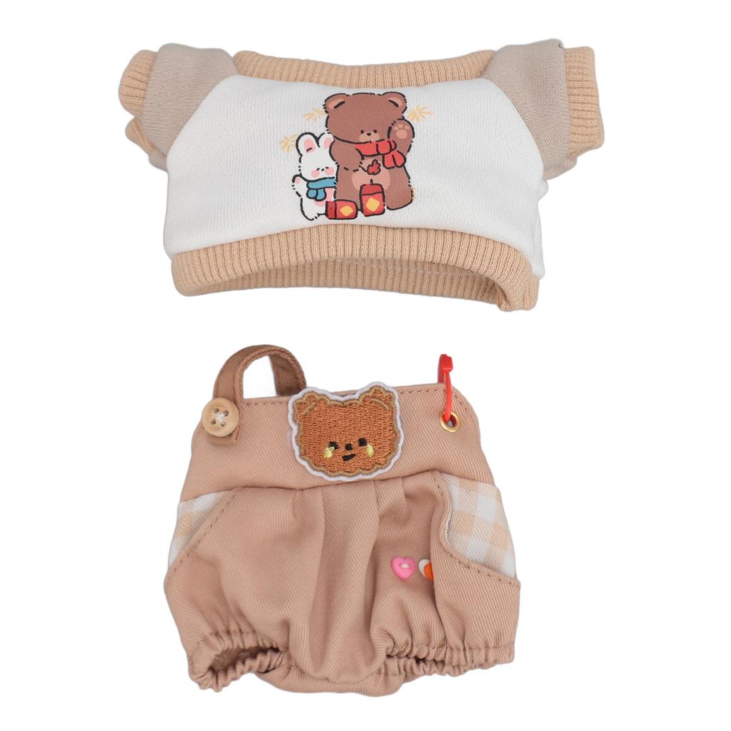 Plush Doll Clothes Cute Cotton T Shirt Overalls Stuffed Doll   Toy Clothing for 8in Dolls Dress Up