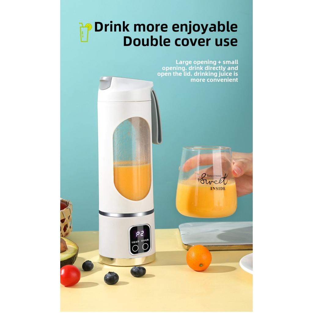 15.22 Oz Rechargeable Mini Blender] Portable USB Rechargeable Mini Blender and Juicer - 3 Modes, Digital Display, 6/12 Blades, Safety Lock