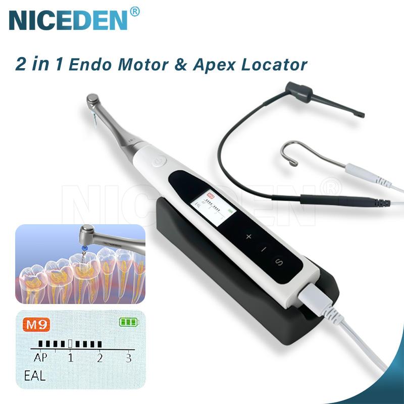Niceden 2 in 1 Dental Endo Motor Build in Apex Locator 360 Degree Rotary Wireless Endodontic Treatment LED Root Canal Treatment