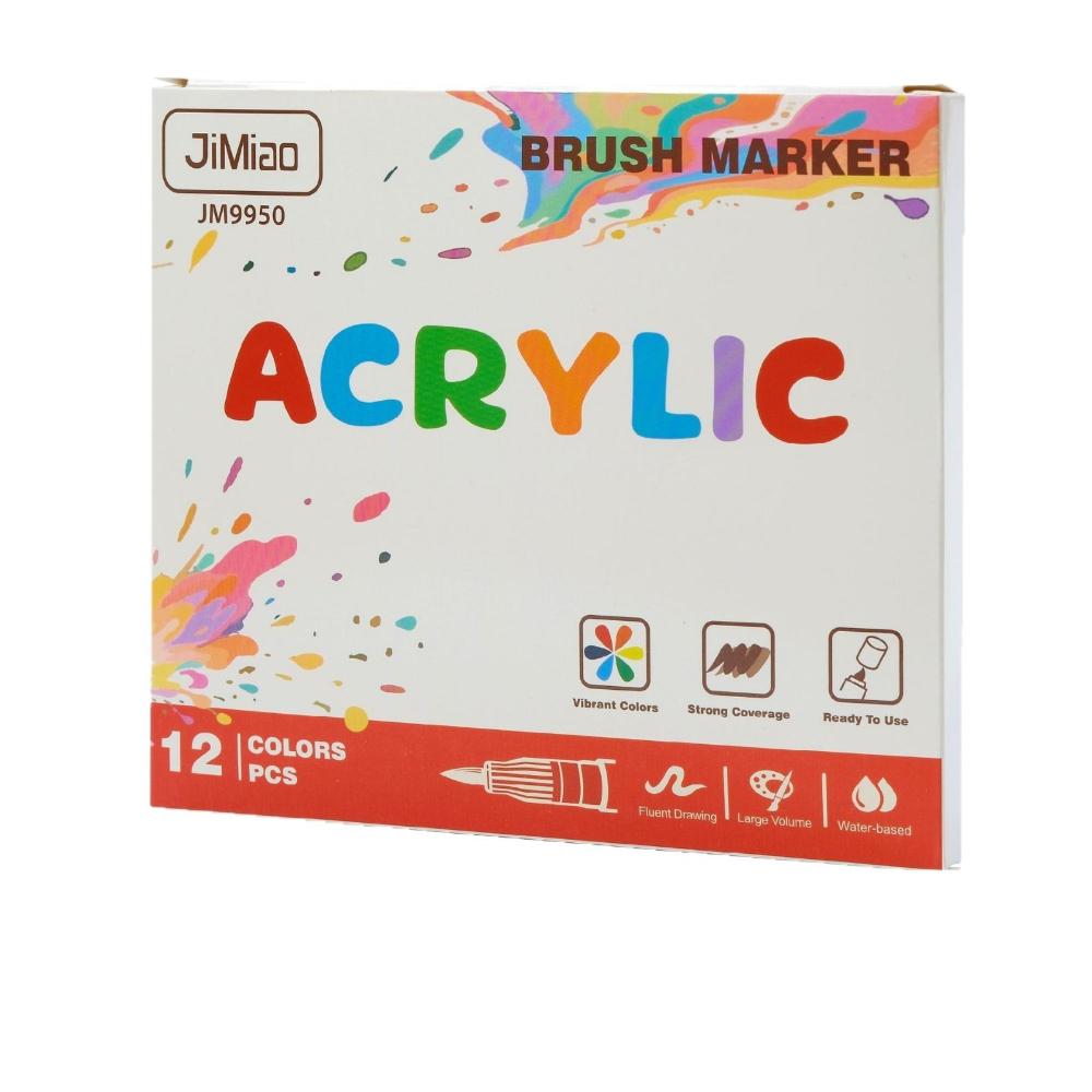 12/24/36/48 Colors Direct Liquid Acrylic Paint Marker Soft Brush Tip Pens Sets Professional Drawing For DIY Artistic Creation