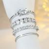 4pcs/set Luxury Crystal White Zircon Ring Sets For Women Vintage Fashion Silver Color Bridal Wedding Bands Engagement