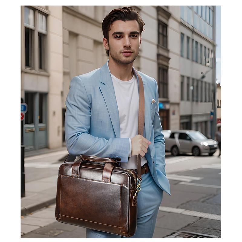 Men Genuine Leather Handbags Casual Leather Laptop Bags Male Business Travel Messenger Bags Men's Crossbody Shoulder Bag