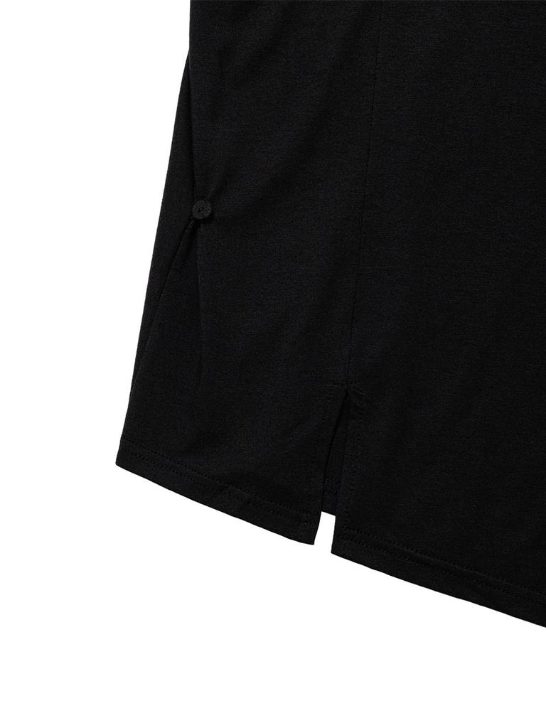 Eogeulliswedou Asymmetrical Button Shoulder Top (Black)