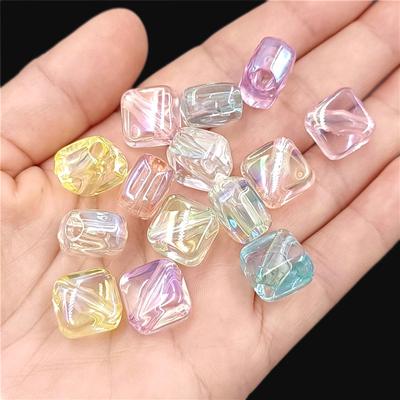 UV Dazzle Color Jewelry Accessories 10pcs Acrylic Material Square Loose Beads Transparent Handmade Necklace Making DIY Bracelet Fashion  Accessories