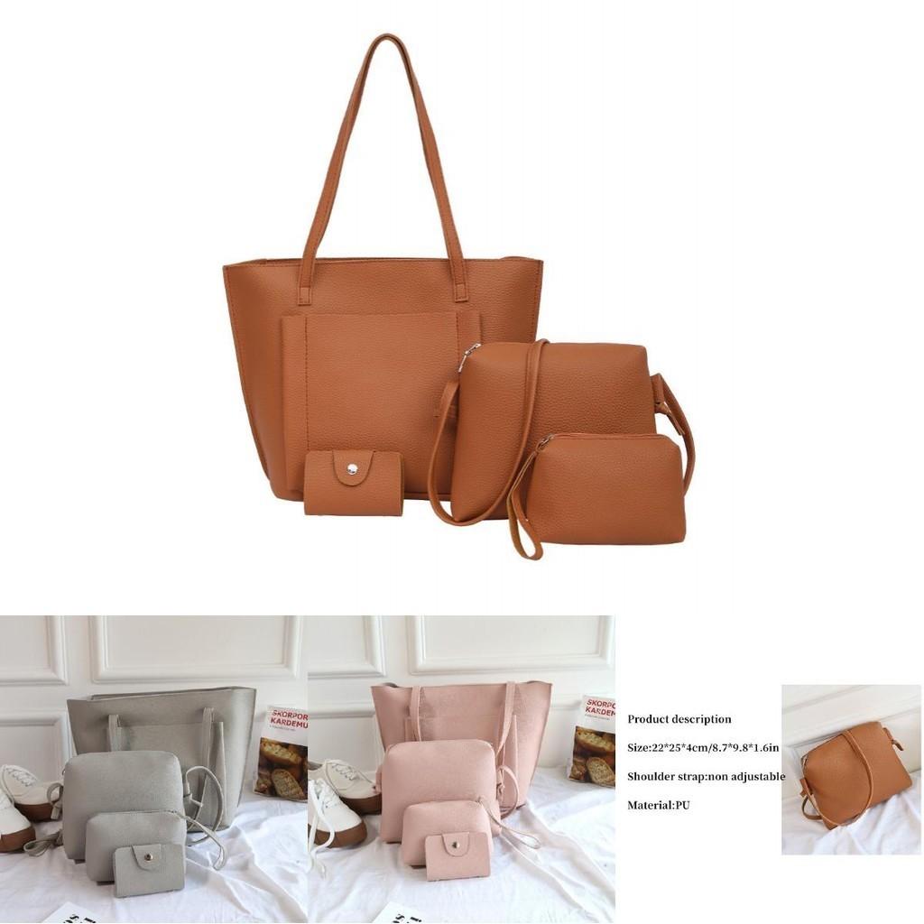 Stylish Lychee Pattern Shoulder Bag Set For Women With 4 Pieces