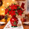 Artificial Christmas Bouquet with Pine Cones, Poinsettias, and Pine Needles for Home Decoration