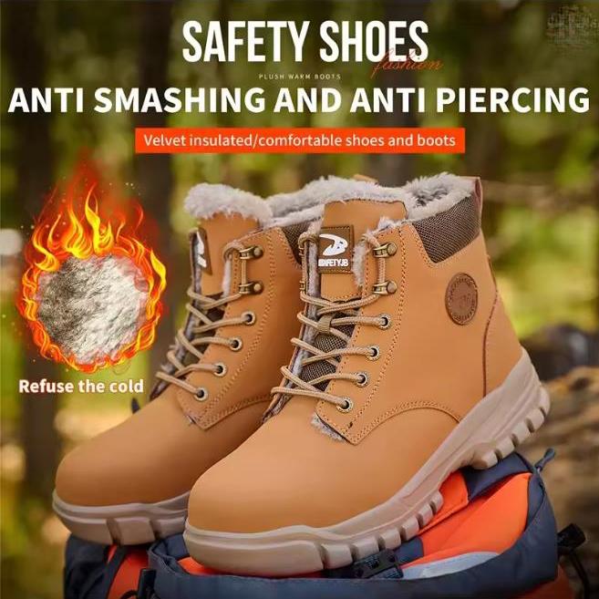 Fashion Winter Warm Men's Work Safety Boots Waterproof Rugged Steel Toe Shoes Sneakers Safety Protection Coldproof