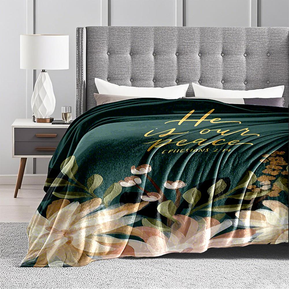 Floral Peace Bible Verse Flannel blanket for bedroom, living room, sofa, and nap