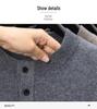 Men's Luxury 100% Cashmere Pullover - Skin-Friendly, Warm Base Layer with Button Collar for All Ages