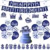 Blue Retirement Party Supplies Decoration Flag Set Blue Retirement Paper Flower Ball Background Arrangement