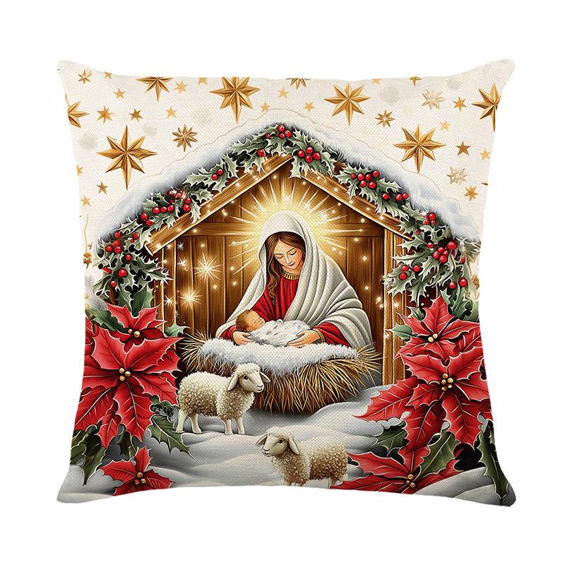 

Рождественские наволочки с принтом Святой Младенец День Дом Диван Декоративные наволочки Наволочки для спальни 45 * 45Cm (without pillow core)