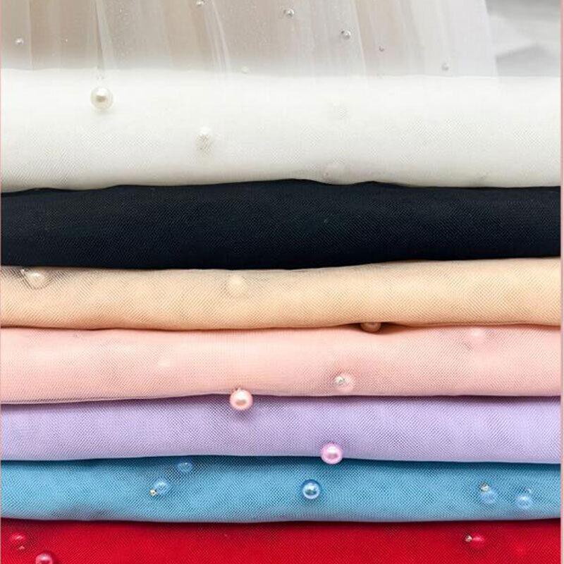 150cm Pearl Mesh Soft Tulle Mesh Fabric for Wedding Dress Party Material DIY Sewing Craft Dress Supplies Dining Table Decoration