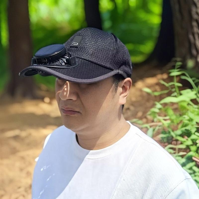 Solar Powered Cooling Fan Hat With USB Charging For Outdoor Activities 600mAh Rechargeable Adjustable Ventilated Sun Hat