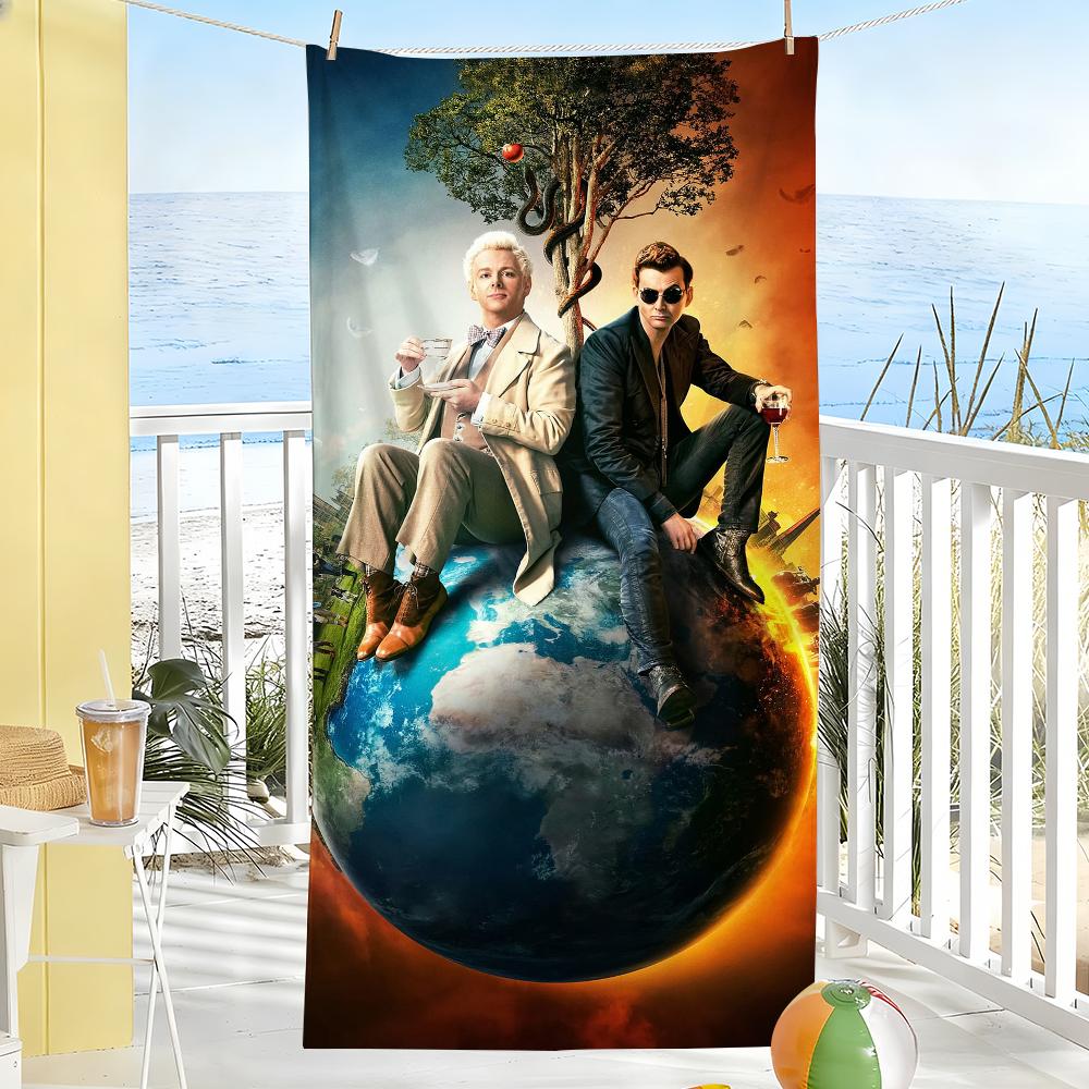 

Classic Tv G-Good Omens Towel Soft Pool Gift For Travel Gym Shower Camping Quick Dry Sports Large Beach Towels W30*H60(CM)