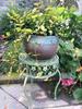 European Retro Iron Art Two-Piece Flower Stand & Pot Rack Set - Green, Distressed Finish, Ladder Design