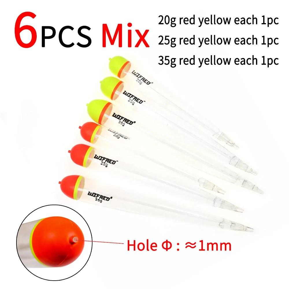 

Elllv 6/10 шт. 20 г 25 г 35 г плавучесть хрустальный поплавок для щуки встроенный поплавок для пресноводной соленой рыбы рыболовные буи для сома и щуки 6pcs mix