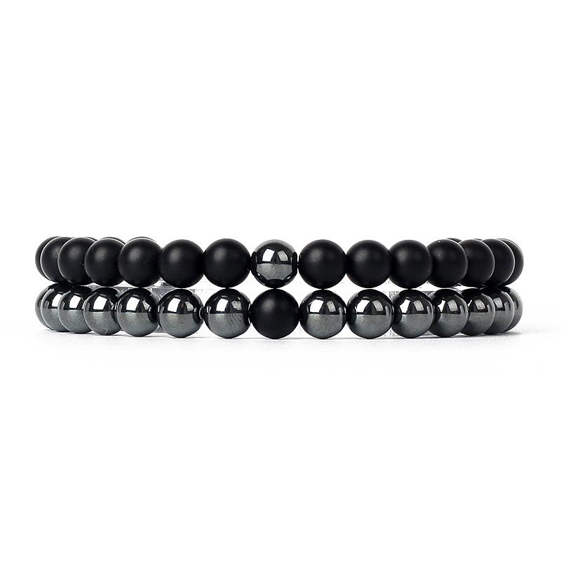 2pcs/Set Couples Distance Bracelets Tiger Eye Natural Chakra Lava Stone Beaded Yoga Bracelets for Men Women Elastic Rope Jewelry