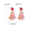 Women's White Glitter Stripe Christmas Tree Earrings