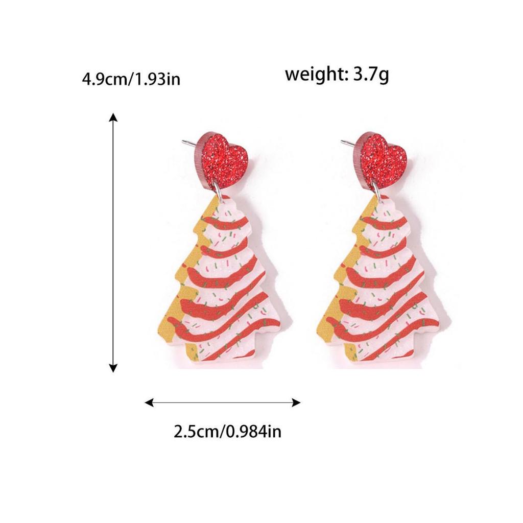 Women's White Glitter Stripe Christmas Tree Earrings