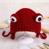 Children's bear ear hat baby cute cartoon double ball knitted velvet thickened windproof warm autumn and winter wool hat