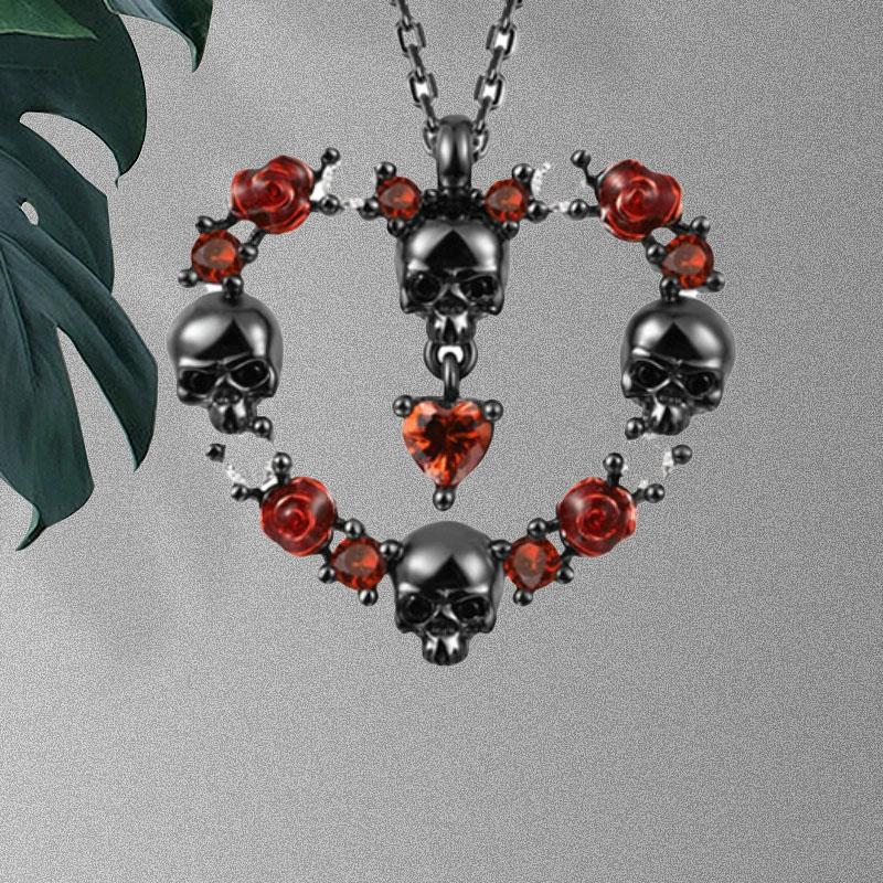 

Готическое ожерелье с черепом и сердцем, черный кулон в стиле панк, модное ожерелье в стиле хип-хоп для пары, персонализированная вечеринка