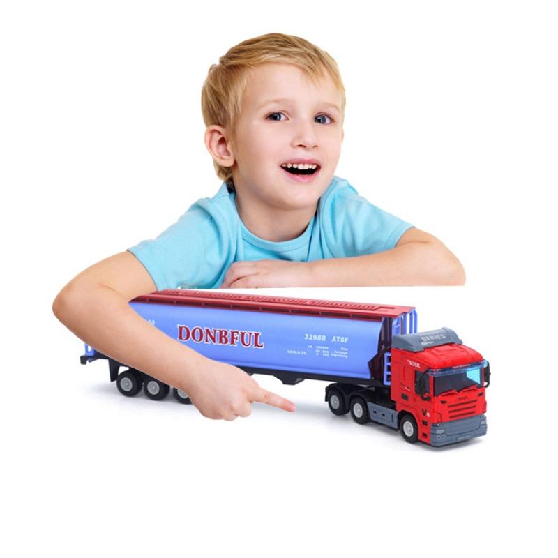 1/48 Truck Trailer Diecast Truck Model with 12 Wheels Diecast Toy