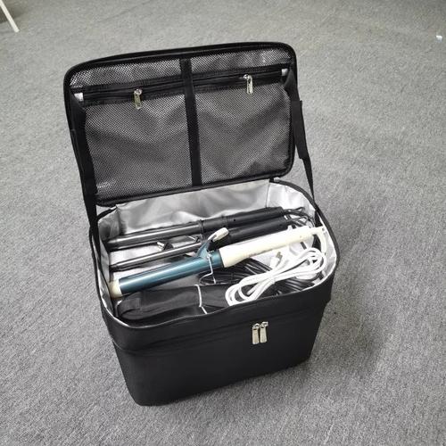 Large Capacity Professional Makeup Organizer Bag with Heat Resistant Curling Iron Pouch for Cosmetics