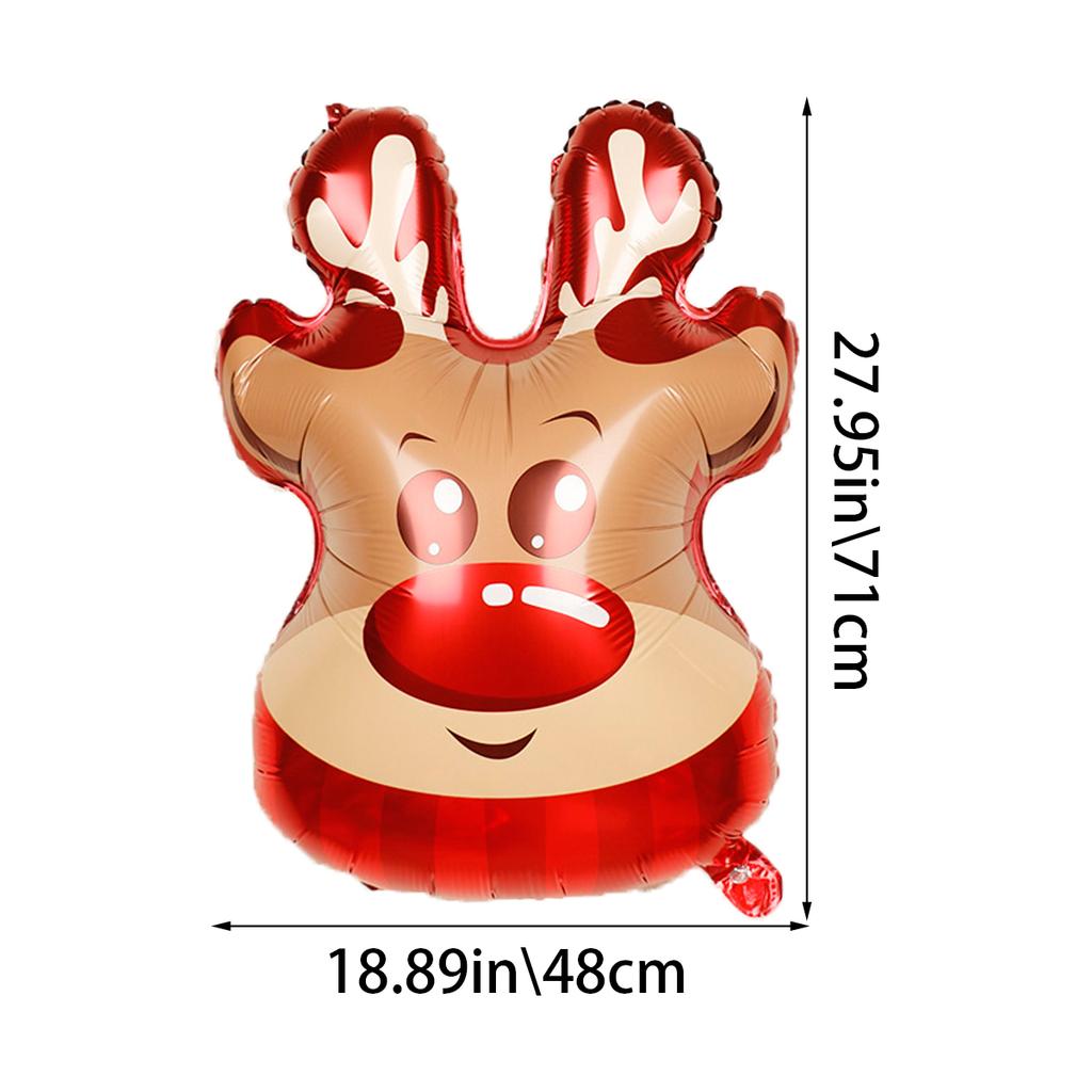 1 szt. balon głowa renifera świątecznego, dekoracja na przyjęcie świąteczne, balon foliowy z czapką Mikołaja, balon na przyjęcie bożonarodzeniowe