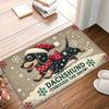 A Festive Christmas-themed Dachshund with Text and Snowflake Elements Printed On a Welcome Doormat. Features a 0.47-inch Sponge Thickness - 600 Grams