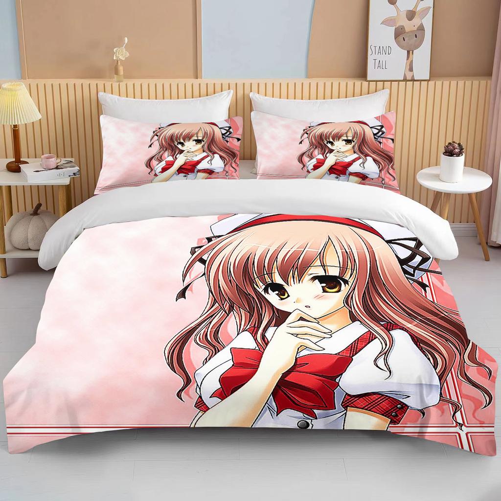 Japanese Anime Beauty King Size Double Bed Bedding Set Microfiber or Polyester Duvet Cover Set  Comforter Set