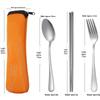 Stainless Steel Portable Cutlery Set with Cloth Bag - Includes Knife, Fork, Spoon & Chopsticks for Outdoor Travel