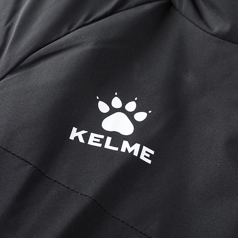 Kelme Men's Padded Down Jacket, Thick Down Coat, Hooded, Short, Water-Repellent (Black, Size S)