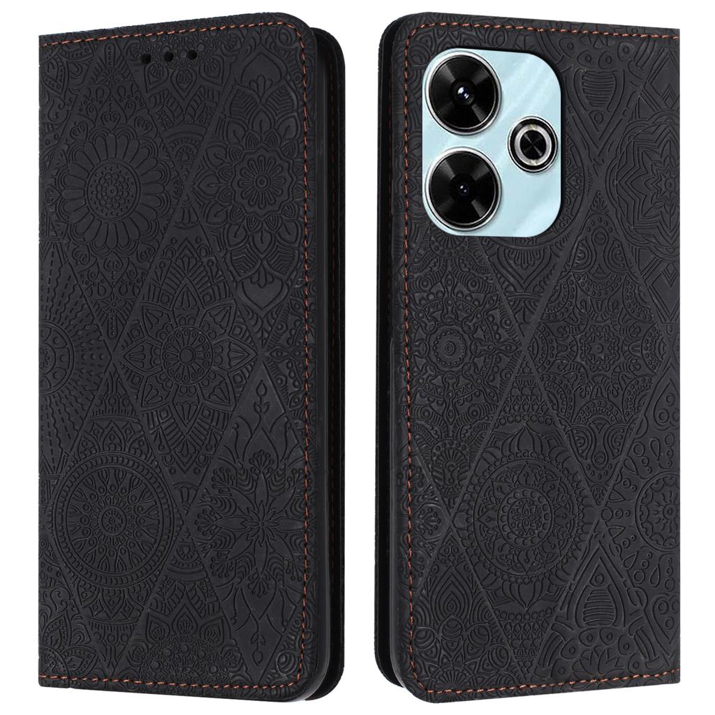 For Xiaomi Redmi 13 5G/13 4G Case Imprinted Flower Wallet Stand Leather Phone Cover