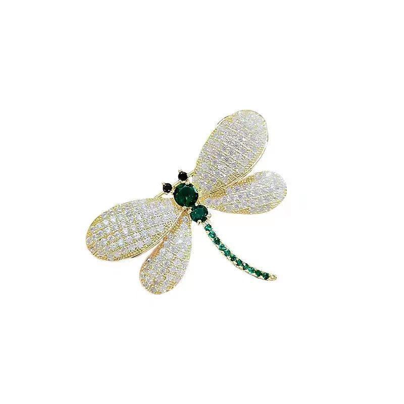 Luxury Dragonfly Brooch: Exquisite European & American Design Collar Pin with Niche Suit Styling