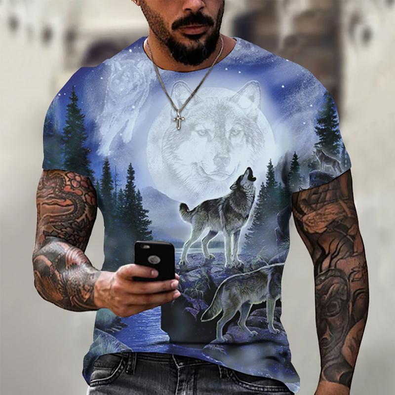 

Уличная мода с животным принтом и крутым узором, футболка с короткими рукавами 6XL