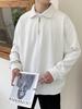 Men's Korean Style Casual Loose Half-Zip Lapel Polo Knit Top