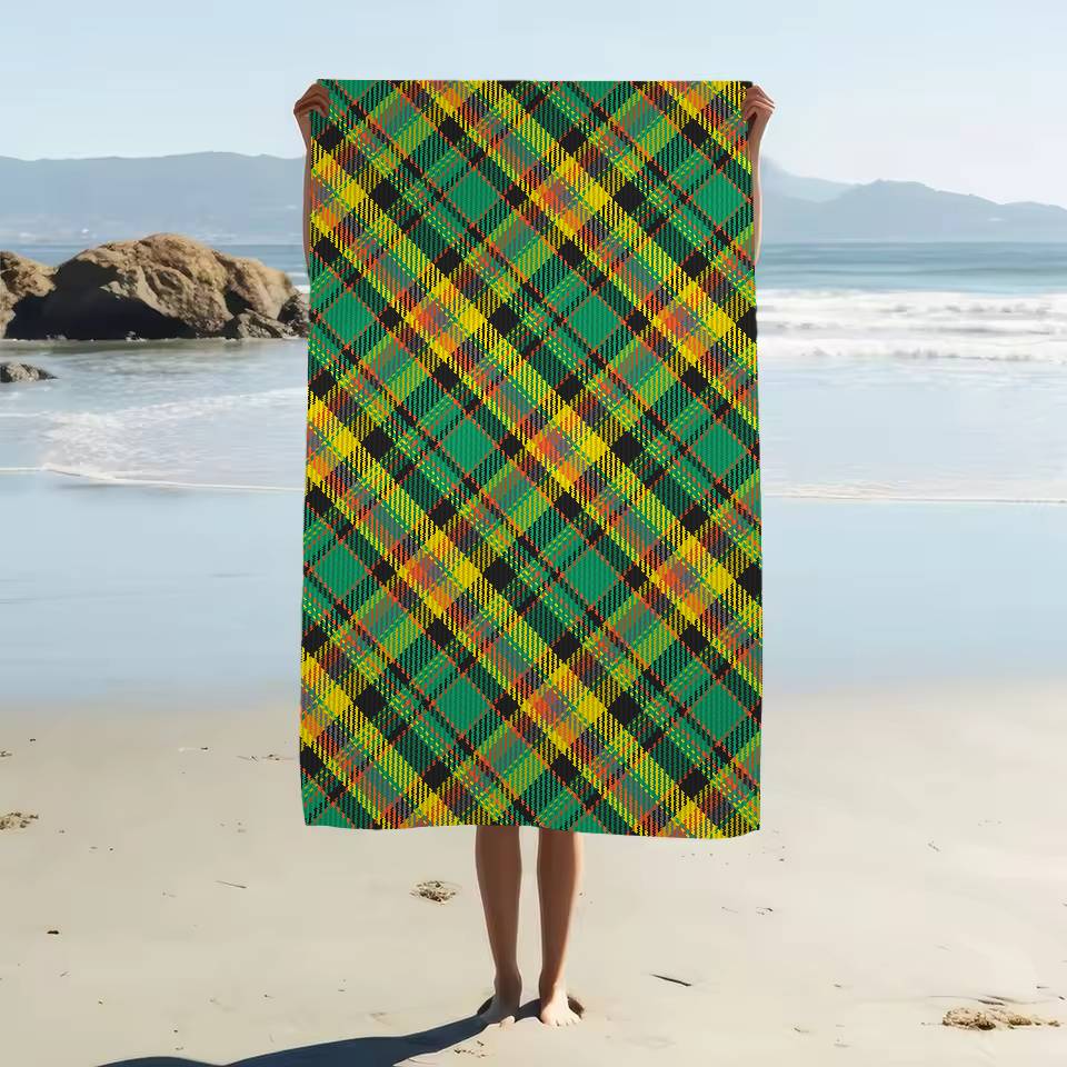 Scottish Tartan Print Beach Towel Colorful Bath Towels For Girl Microfiber Quick Dry Custom Sand Free Beach Yoga Spa Gym Pool