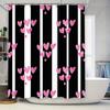 Bellissima Tenda da Doccia Bianco Nero con Cuori Rosa Tessuto Impermeabile Decorazione Perfetta per il Tuo Bagno!